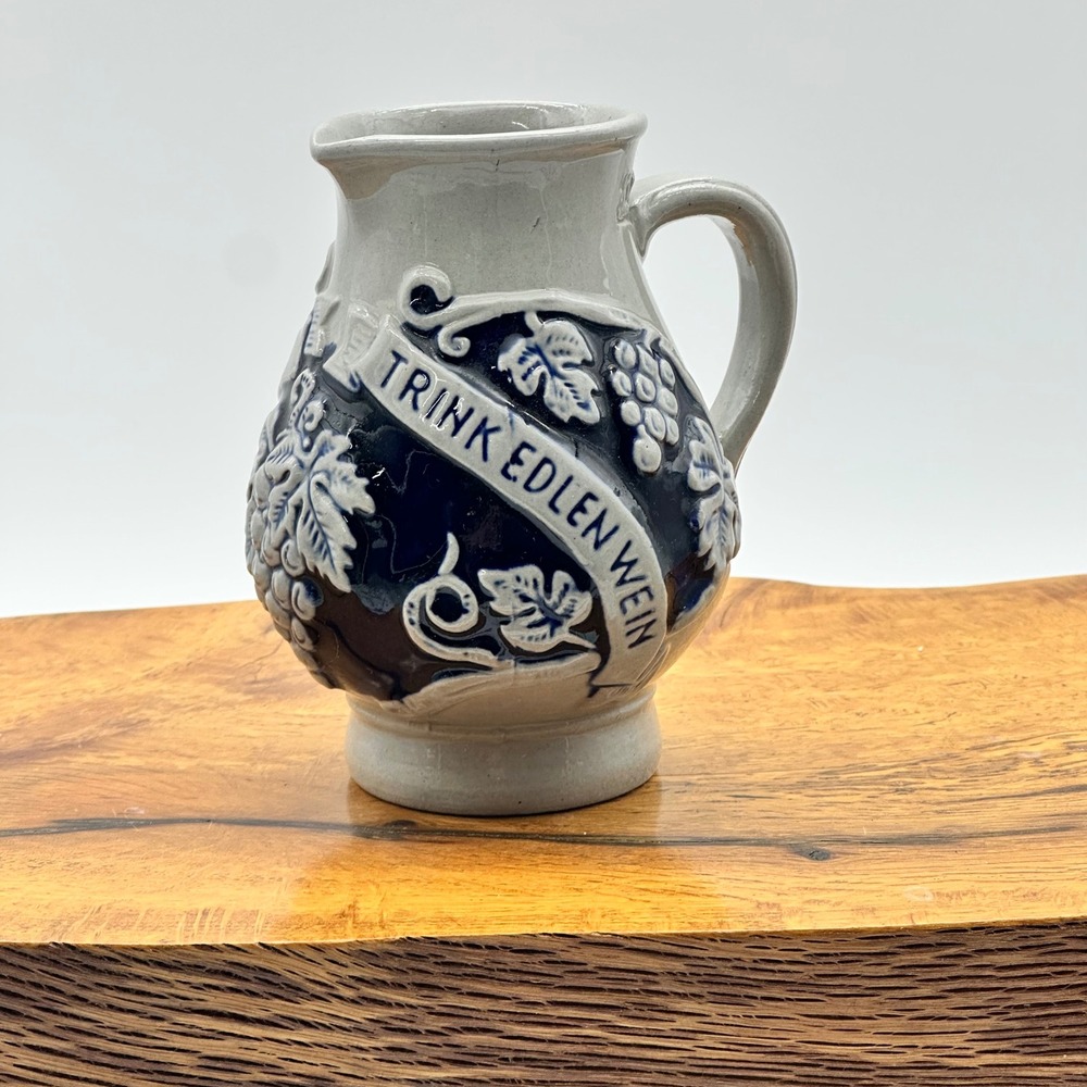 Trink Edlen Wein German Beer Wine Stein 1/4 L – Blue White Salt Glaze